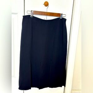 Escada Vintage 100% Silk Midi Skirt Navy Blue Size 40 US 10